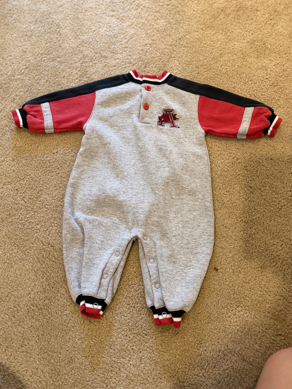 Vintage Arkansas Razorbacks Colorblock Baby Romper 12M